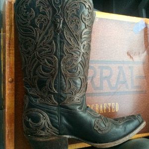 Black and brown western boots